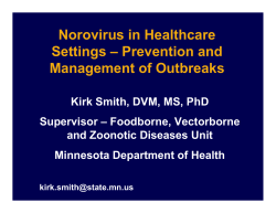 Norovirus in Healthcare Settings Prevention and Management of Outbreaks