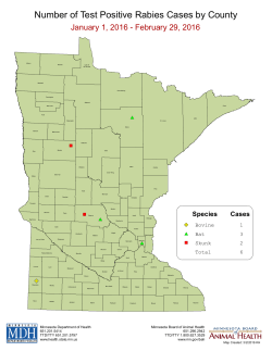 Number of Test Positive Rabies Cases by County, 2016 (PDF)