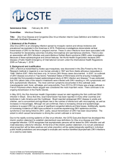 CSTE Criteria for Defining a Case - For Zika Test Results Interpretation Guidelines See Table VII-B