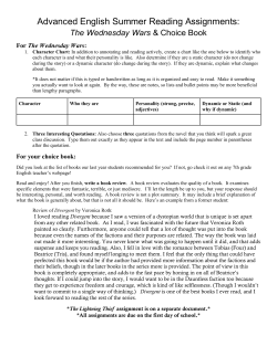 7th Grade Advanced Summer Reading Assignment