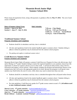 Summer School Information 2016