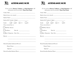 TEMPLATE FOR WRITTEN TARDIES, EARLY DISMISSALS, AND ABSENCES