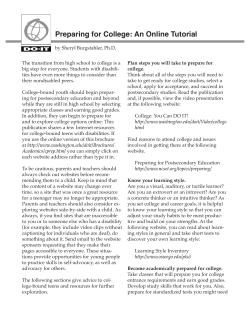 Preparing for College:&nbsp; An Online Tutorial&nbsp;