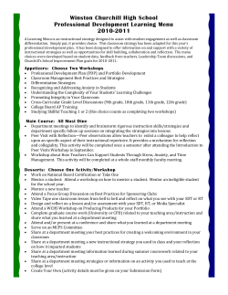 Professional Development Learning Menu&nbsp;