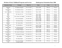 Kindergarten Orientation Dates