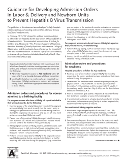 Admission Orders for Labor and Delivery and Newborn Units to Prevent Hepatitis B Virus Transmission