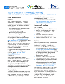 Social-Emotional Screening, 0-5 Years (PDF), Revised 9/2013