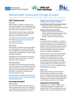 Mental Health Screening, 6-21 Years (PDF), Revised 6/2013
