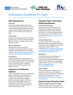 Anticipatory Guidance, 0-5 Years (PDF), Revised 9/2015