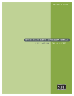 Adverse Health Events in Minnesota, First Annual Public Report, 1/05