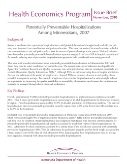 Potentially Preventable Hospitalizations Among Minnesotans, 2007, November 2010 (PDF: 825KB/12 pages)