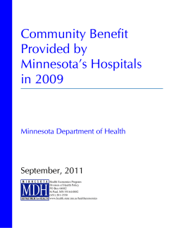 Community Benefit Provided by Minnesota's Hospitals in 2009 (PDF: 193KB/20 pages)