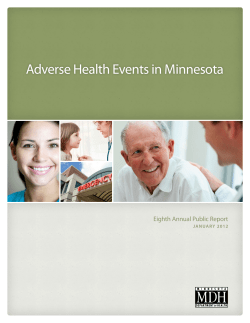 Adverse Health Events in Minnesota, Eighth Annual Public Report, January 2012, (PDF: 2.5MB/102 pages),
