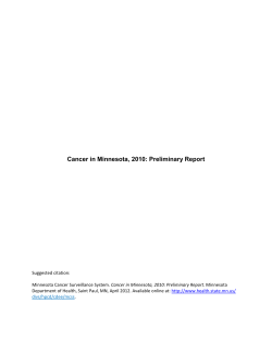 Cancer in Minnesota, 2010: Preliminary Report