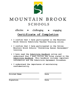Certificate of Completion for Returning Substitute Teachers