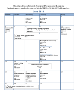 2016 Summer Professional Learning Calendar