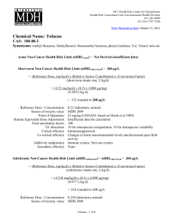 Toxicological Summary for Toluene (PDF)