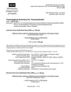 Toxicological Summary for Pyraclostrobin (PDF)