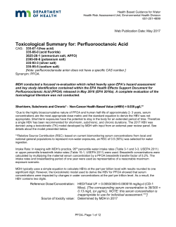 Toxicological Summary for Perfluorooctanoic Acid (PFOA) and Salts (PDF)