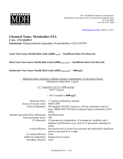 Toxicological Summary for Metolachlor ESA (PDF)