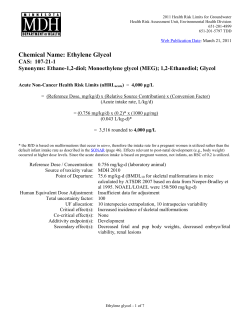Toxicological Summary for Ethylene glycol (PDF)