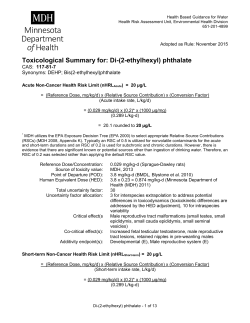 Toxicological Summary for Di(2-ethylhexyl) phthalate (PDF)