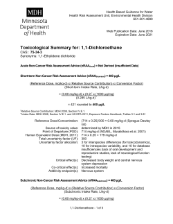 Toxicological Summary for 1,1-Dichloroethane (PDF)