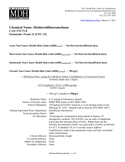 Toxicological Summary for Dichlorodifluoromethane (PDFs)