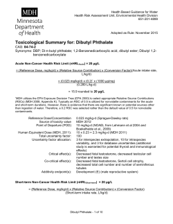 Toxicological Summary for Dibutyl phthalate (PDF)