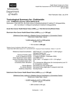 Toxicological Summary for Clothianidin (PDF)