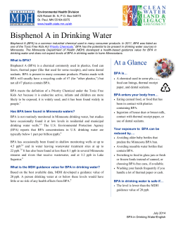 Information Sheet: Bisphenol A in Drinking Water (PDF)
