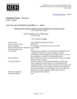 Toxicological Summary for Benzene (PDF)