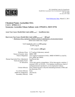 Toxicological Summary for Acetochlor ESA (PDF)