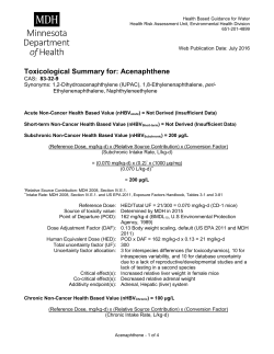 Toxicological Summary for Acenaphthene (PDF)