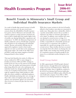 Benefit Trends in Minnesota s Small Group and Individual Health Insurance Markets (PDF: 296KB/10 pages)