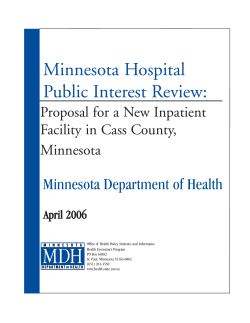 Proposal for a New Inpatient Facility in Cass County, Minnesota (PDF: 1.7MB/57 pages)