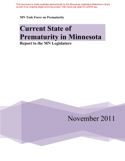 Minnesota Task Force on Prematurity: Current State of Prematurity in Minnesota (PDF)