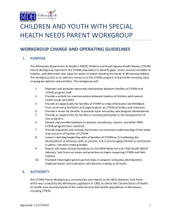 CYSHN Parent Workgroup Charge and Operating Guidelines (PDF: 5 pages/48KB)