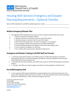 Housing With Services Emergency and Disaster Planning Requirements Optional Checklist (PDF)