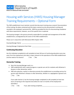 Housing with Services (HWS) Housing Manager Training Requirements Optional Form (PDF)