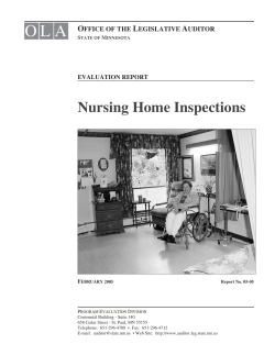 Office of the Legislative Auditor, Evaluation Report, Nursing Home Inspections - February, 2005 (PDF)