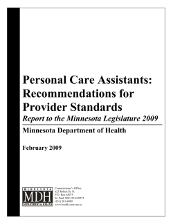 Personal Care Assistants: Recommendations for Provider Standards (PDF)