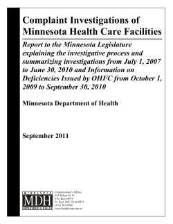 Complaint Investigations of Minnesota Health Care Facilities (PDF)
