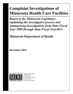 Complaint Investigations of Minnesota Health Care Facilities (PDF)