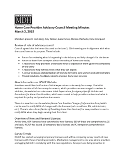 Home Care Provider Advisory Council Minutes - March 2, 2015 (PDF)