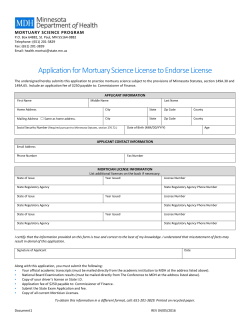 Application for Mortuary Science License to Endorse License (Word)