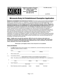 Body Art Establishment Exemption Application (PDF: 148KB/2 pages)