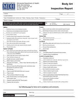 Body Art Establishment Inspection Checklist (PDF: 180KB/2 pages)