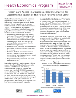 Health Care Access in Minnesota, Baseline Analysis for Assessing the Impact of the Health Reform in the State (PDF)