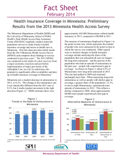 Health Insurance in Minnesota: Preliminary Results from the 2013 Minnesota Health Access Survey (PDF)